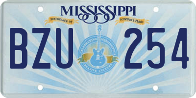 MS license plate BZU254