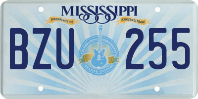 MS license plate BZU255