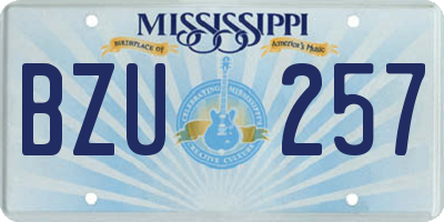 MS license plate BZU257