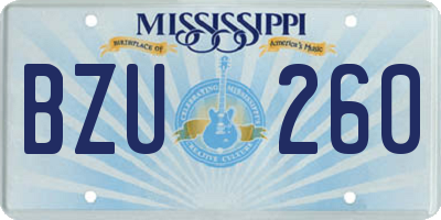 MS license plate BZU260
