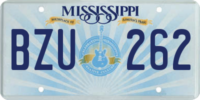 MS license plate BZU262