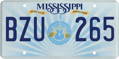 MS license plate BZU265