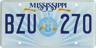MS license plate BZU270