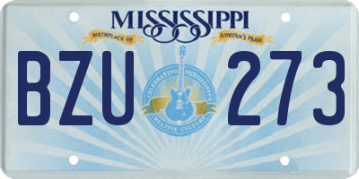 MS license plate BZU273