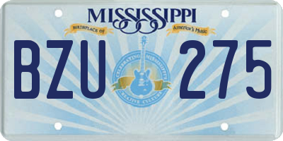 MS license plate BZU275