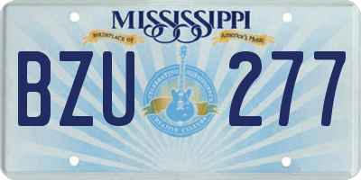 MS license plate BZU277