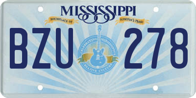 MS license plate BZU278