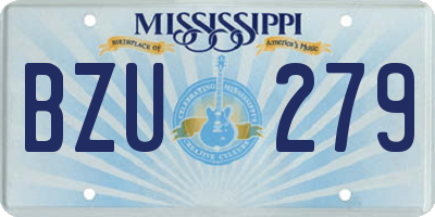 MS license plate BZU279