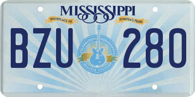 MS license plate BZU280