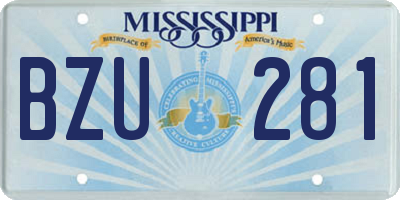 MS license plate BZU281