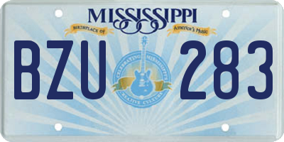 MS license plate BZU283