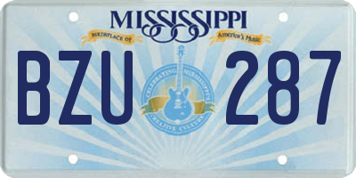 MS license plate BZU287