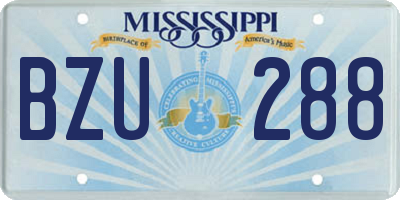 MS license plate BZU288