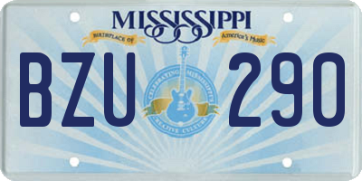 MS license plate BZU290