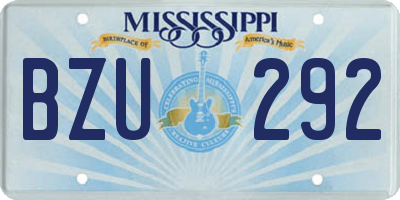 MS license plate BZU292