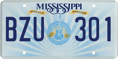 MS license plate BZU301