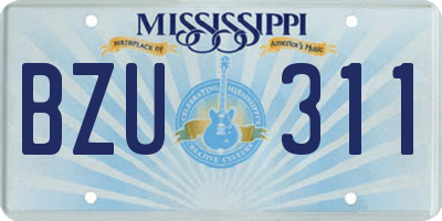 MS license plate BZU311