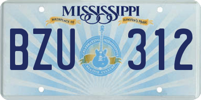 MS license plate BZU312