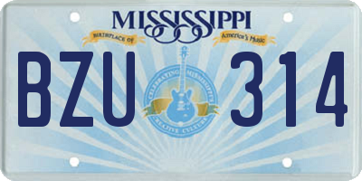 MS license plate BZU314