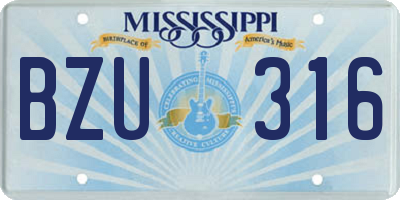 MS license plate BZU316