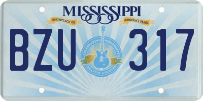 MS license plate BZU317