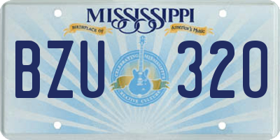 MS license plate BZU320
