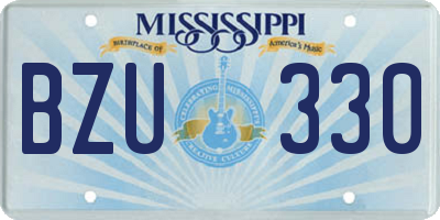 MS license plate BZU330