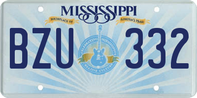 MS license plate BZU332