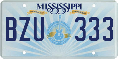 MS license plate BZU333