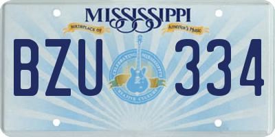 MS license plate BZU334