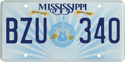 MS license plate BZU340