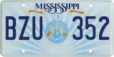MS license plate BZU352