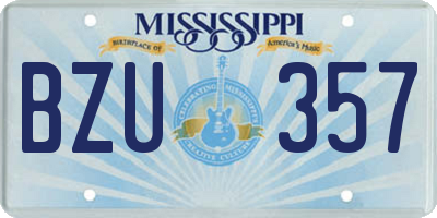 MS license plate BZU357