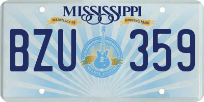 MS license plate BZU359
