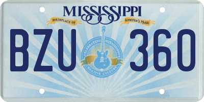MS license plate BZU360