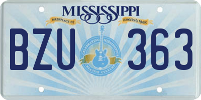 MS license plate BZU363