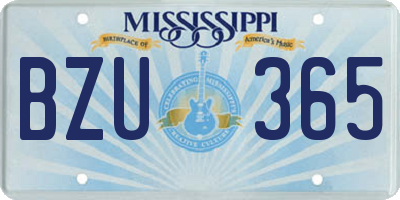 MS license plate BZU365