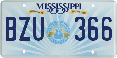 MS license plate BZU366
