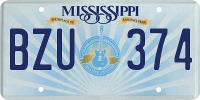 MS license plate BZU374