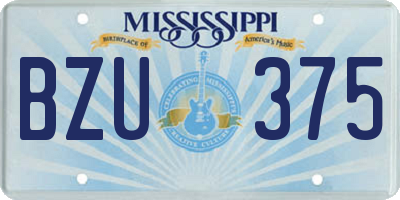 MS license plate BZU375