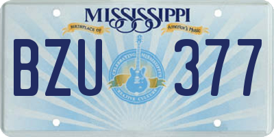 MS license plate BZU377
