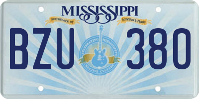 MS license plate BZU380