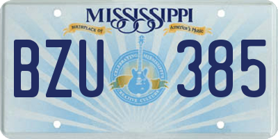 MS license plate BZU385