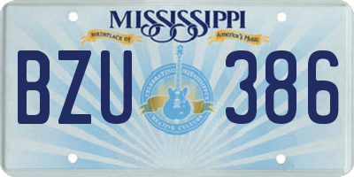 MS license plate BZU386