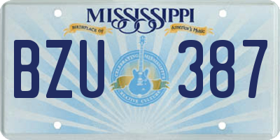 MS license plate BZU387