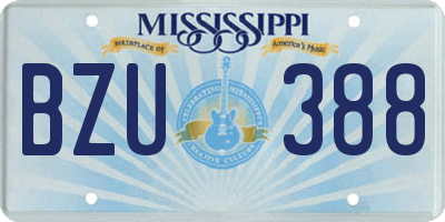MS license plate BZU388