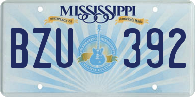 MS license plate BZU392