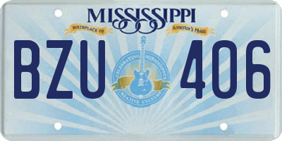 MS license plate BZU406
