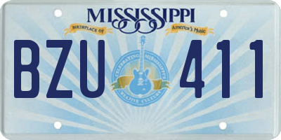 MS license plate BZU411