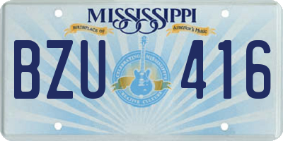 MS license plate BZU416